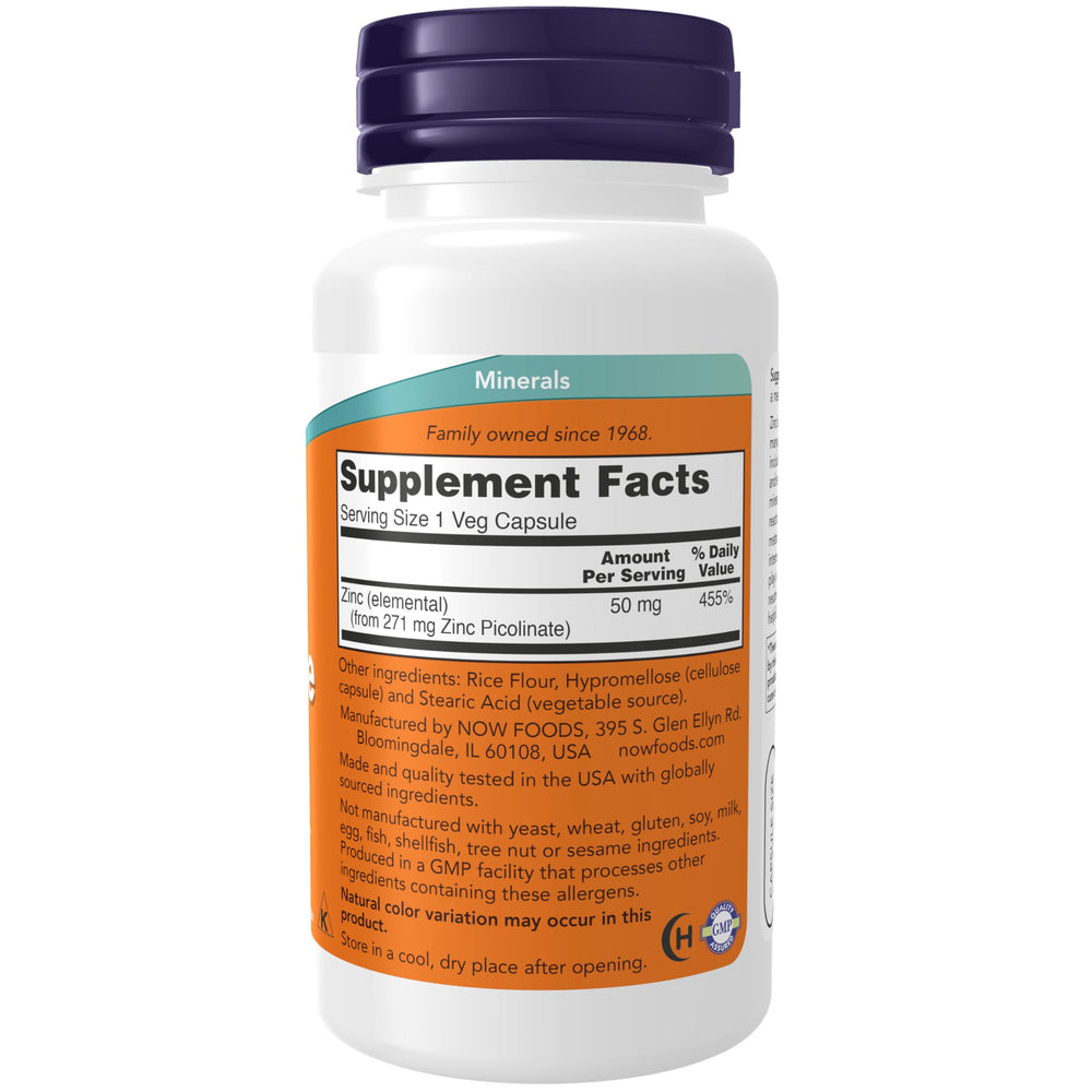 NOW Zinc Picolinate, 50 mg, 120 Count