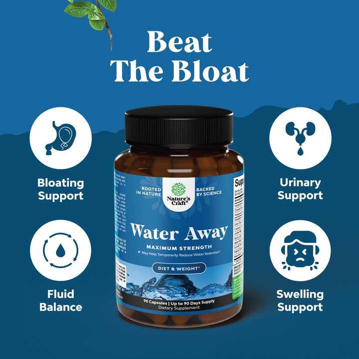 Water Away Herbal Diuretic Pills High Strength, 90 Count