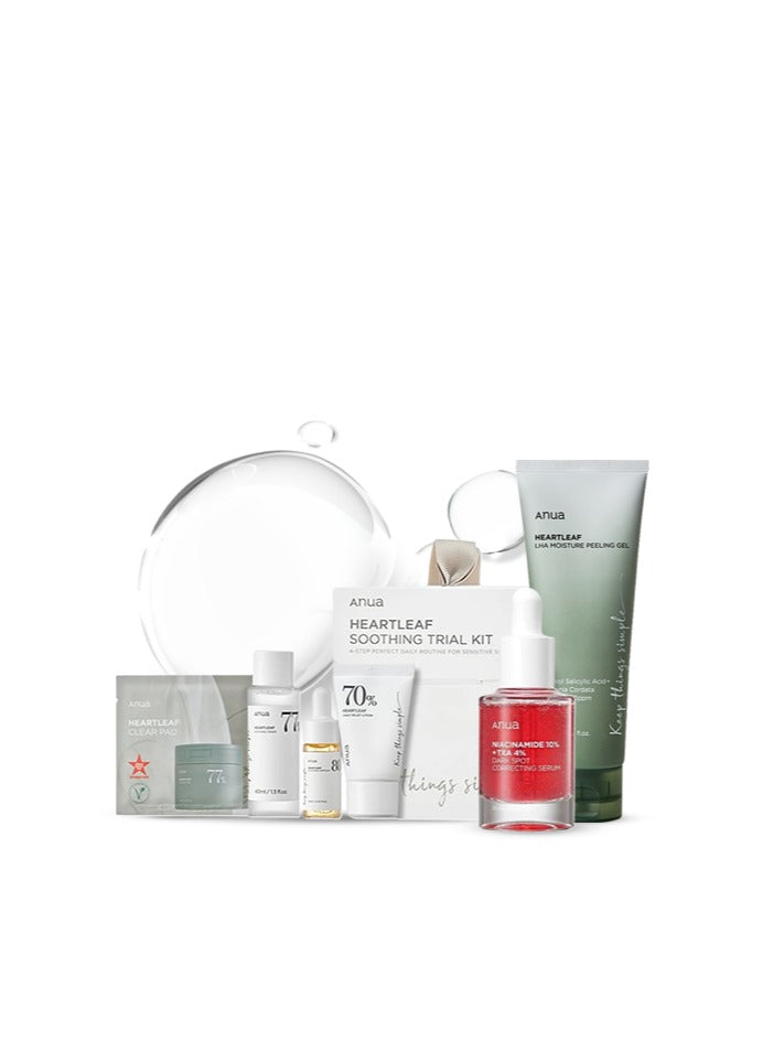 Set (Heartleaf LHA Moisture Peeling Gel 120ml + Serum 10% Niacinamide 4% + Heartleaf Soothing Trial Kit 80grams  ) Made in Korea