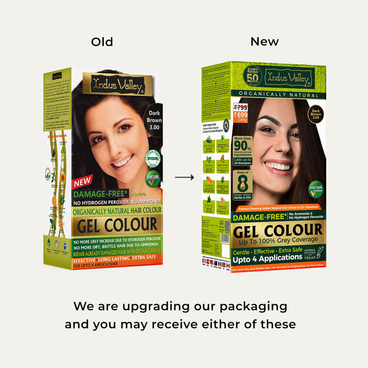 INDUS VALLEY Natural Organic Damage Free Permanent Gel Hair Color, Dark Brown 3.0, 20 g, 200 ml