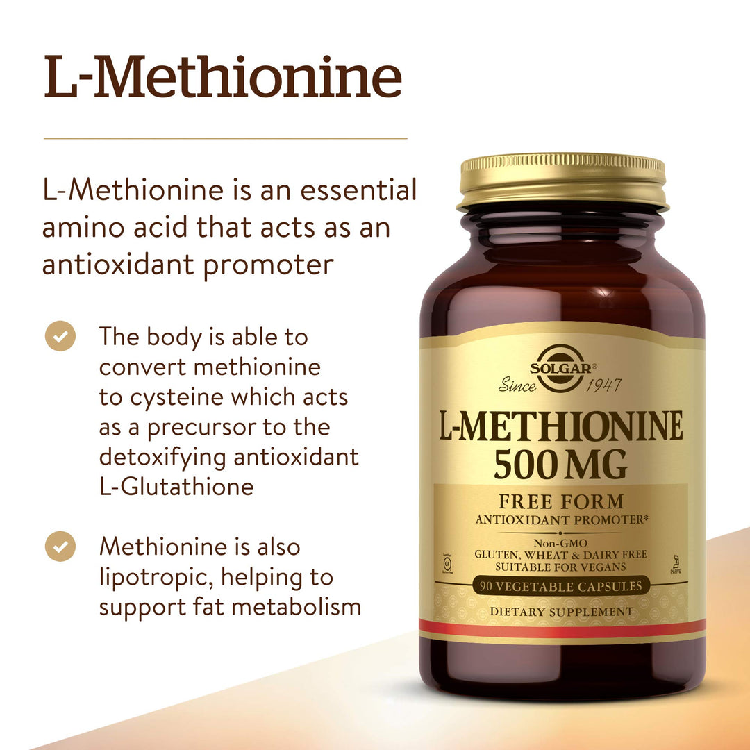 Solgar L-Methionine, 500 mg, 90 Count