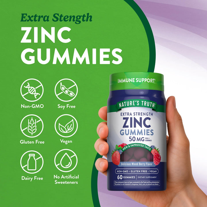 Nature's Truth Zinc Gummies, 50 mg, 60 Count