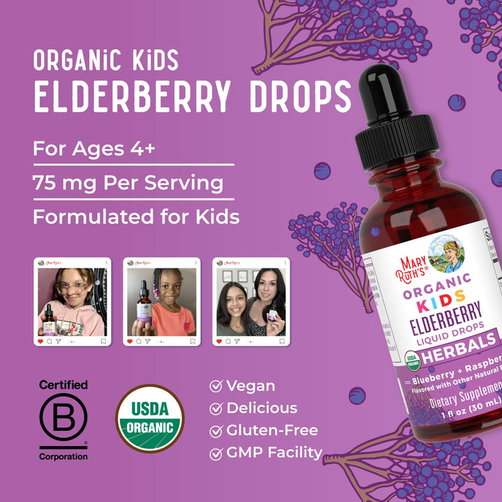 MARYRUTH'S Kids Elderberry Liquid Drops, 1 fl oz