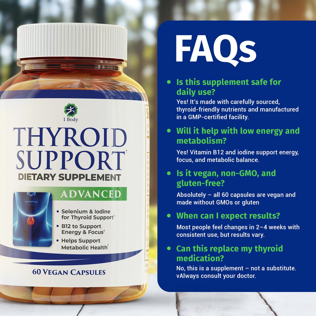 1 Body Thyroid Support Supplement with Iodine