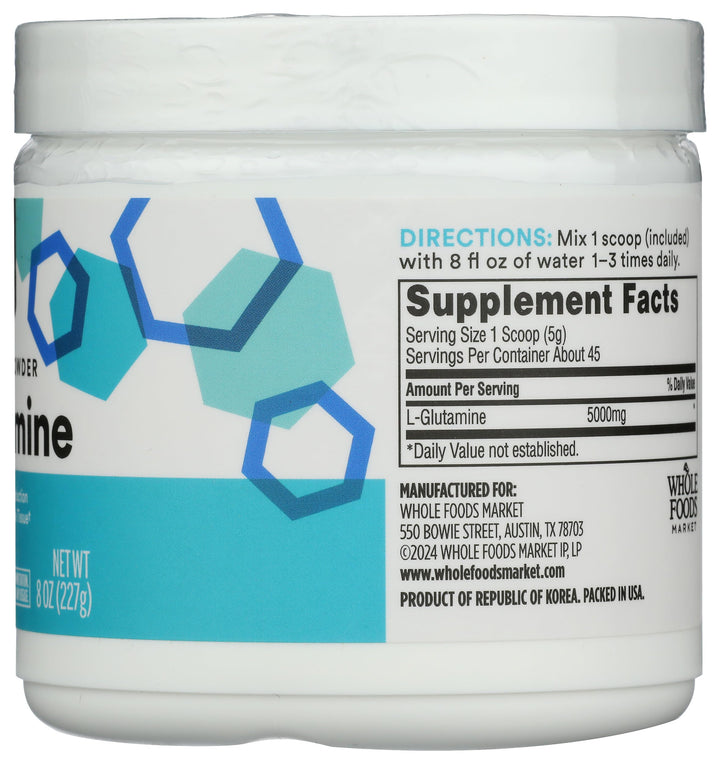 Whole Foods Market L-Glutamine Free Form Powder, 8 oz