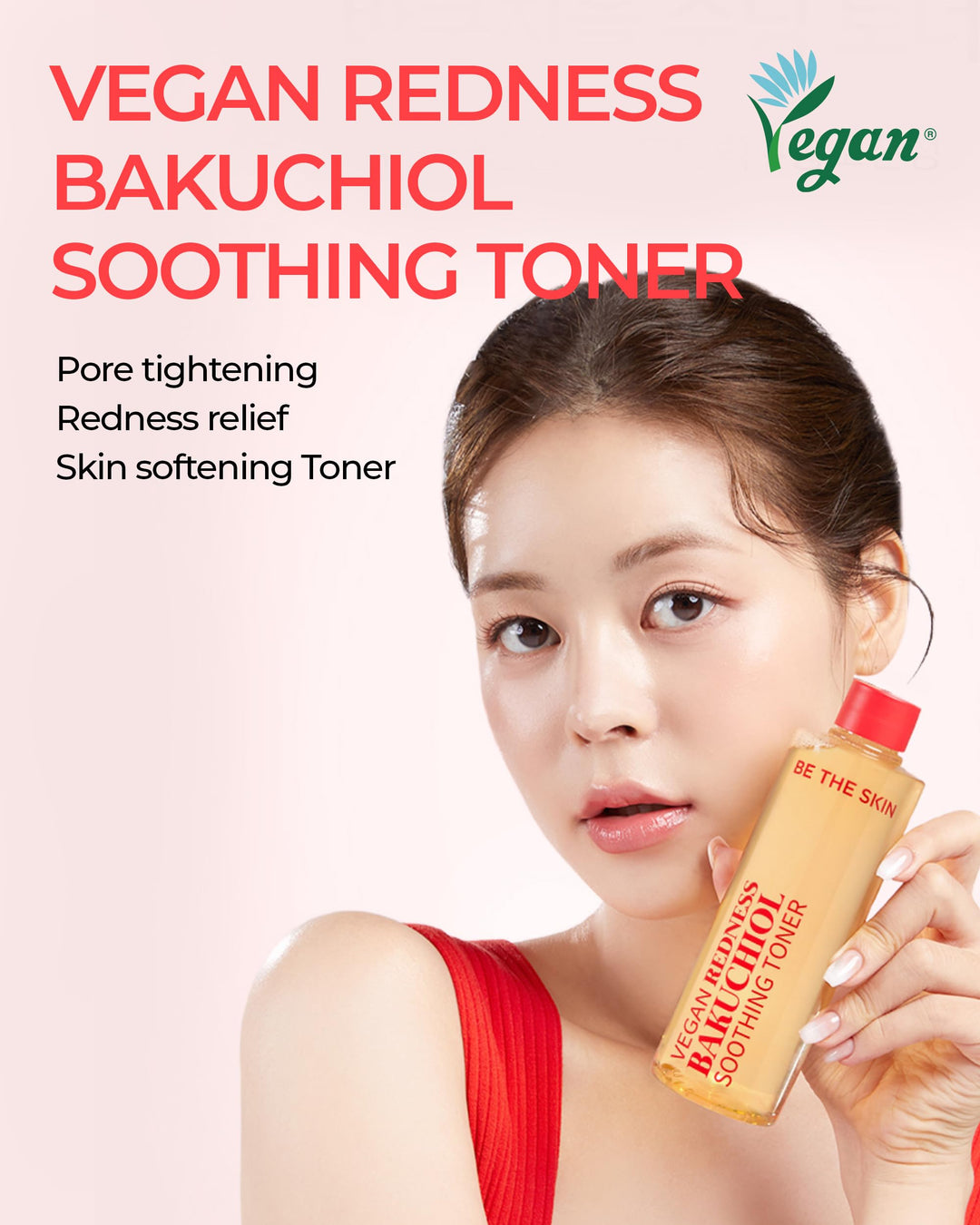 BE THE SKIN Vegan Redness Bakuchiol Soothing Toner, Heartleaf, 8.45 fl oz