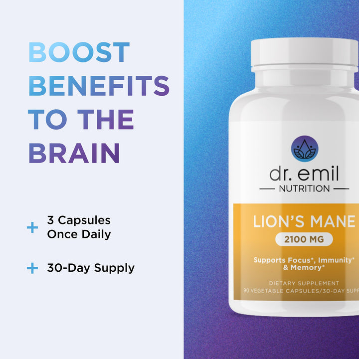 Dr Emil Organic Lion's Mane Mushroom Capsules, 2100 mg