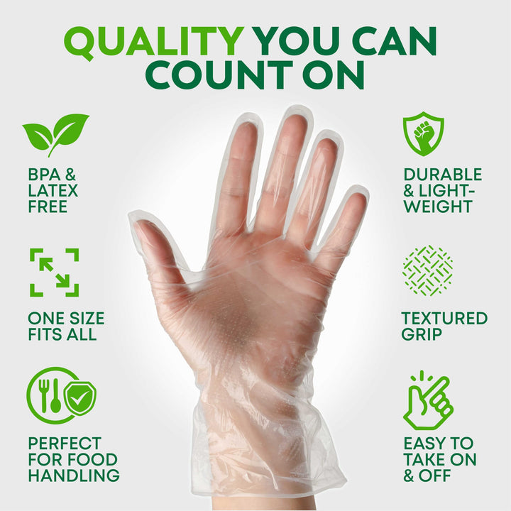 Keppi Disposable Plastic Gloves, One Size, 600 Count