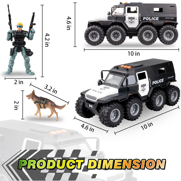 i diy Police Car Toy, 8x8, Military Policeman & Dog