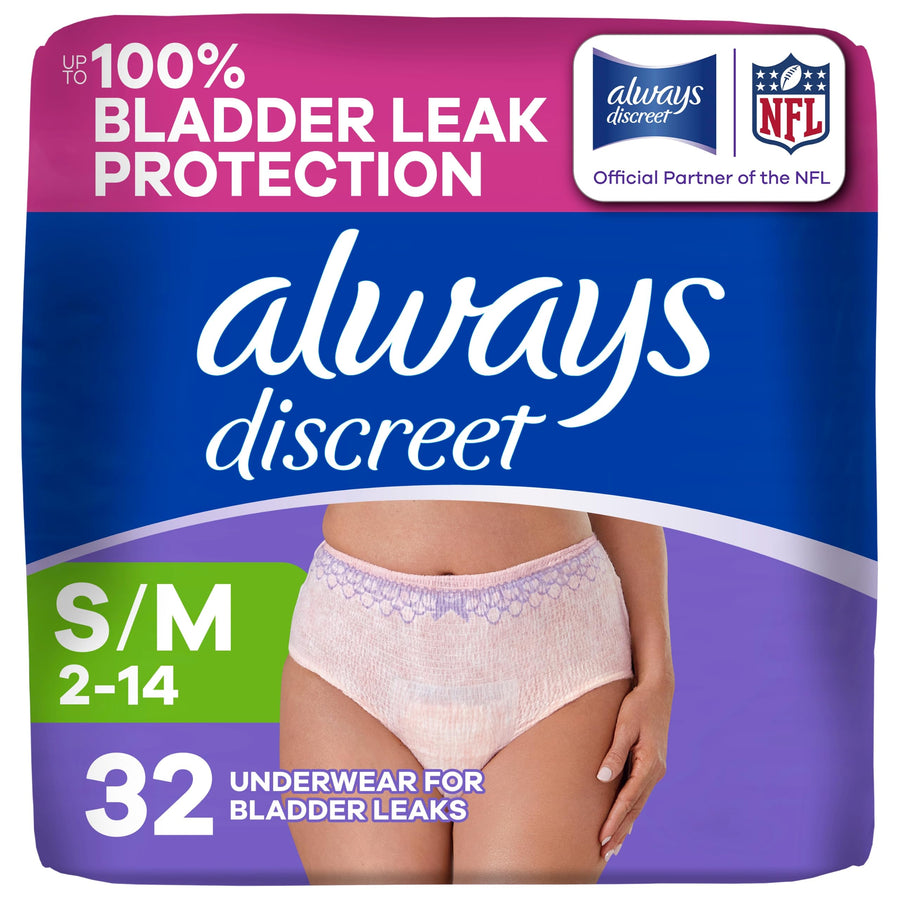 Always Discreet Incontinence Underwear, Maximum Absorbency, S/M, 32 Count