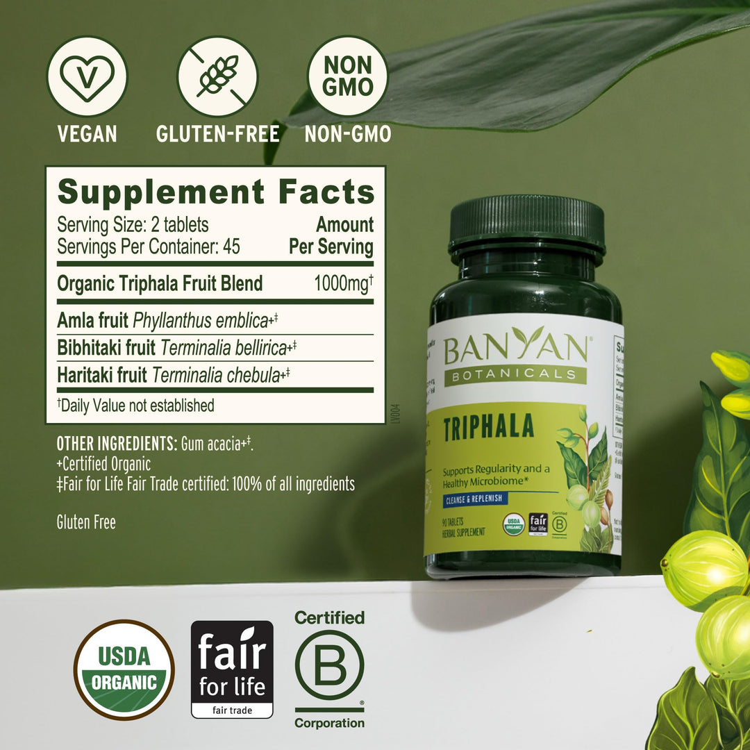Banyan Botanicals Organic Triphala Tablets, 90 Count
