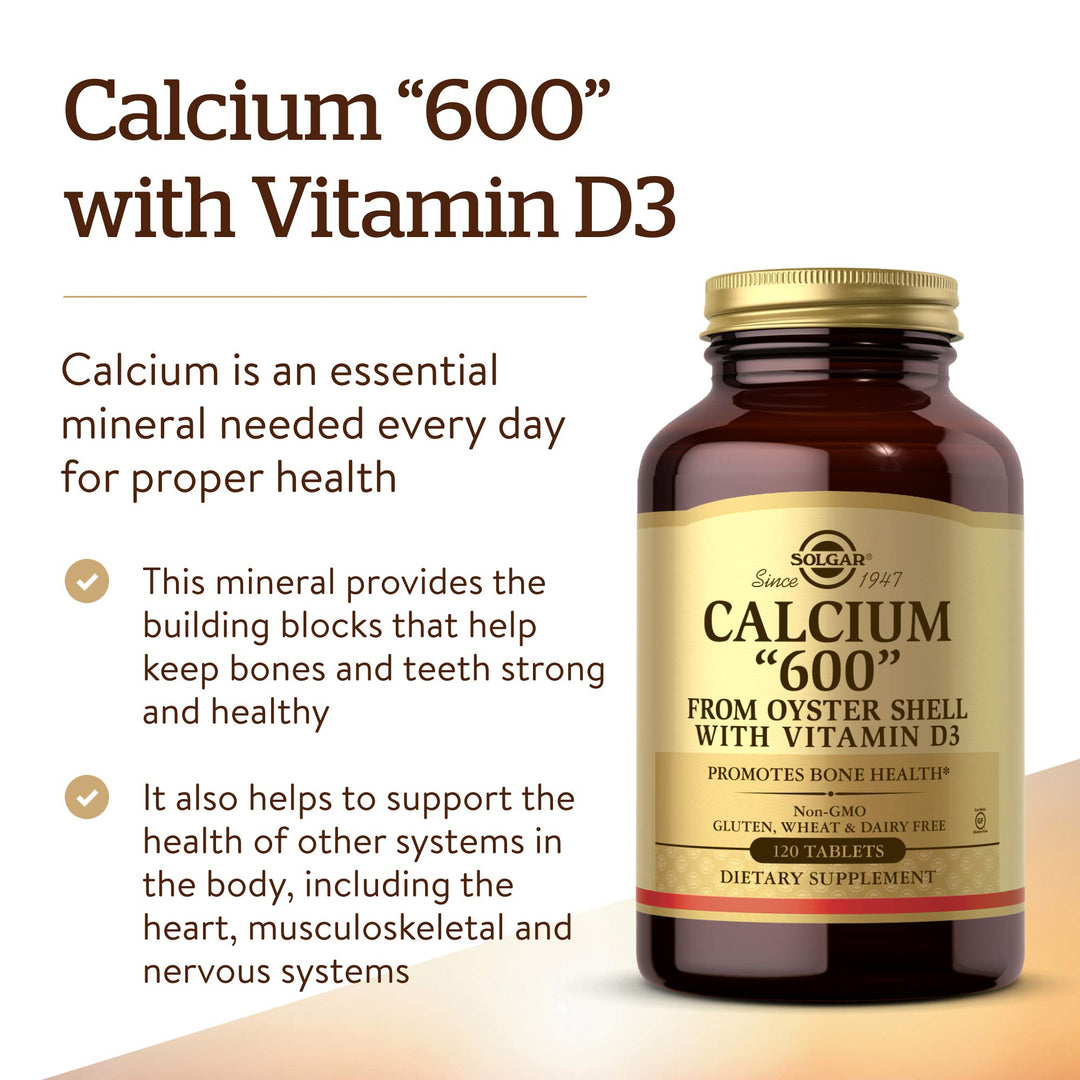 Solgar Calcium 600 with Vitamin D3, 120 Count
