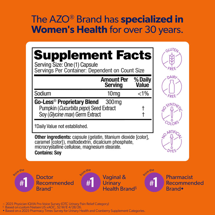AZO Bladder Control With Go-Less, 72 Count