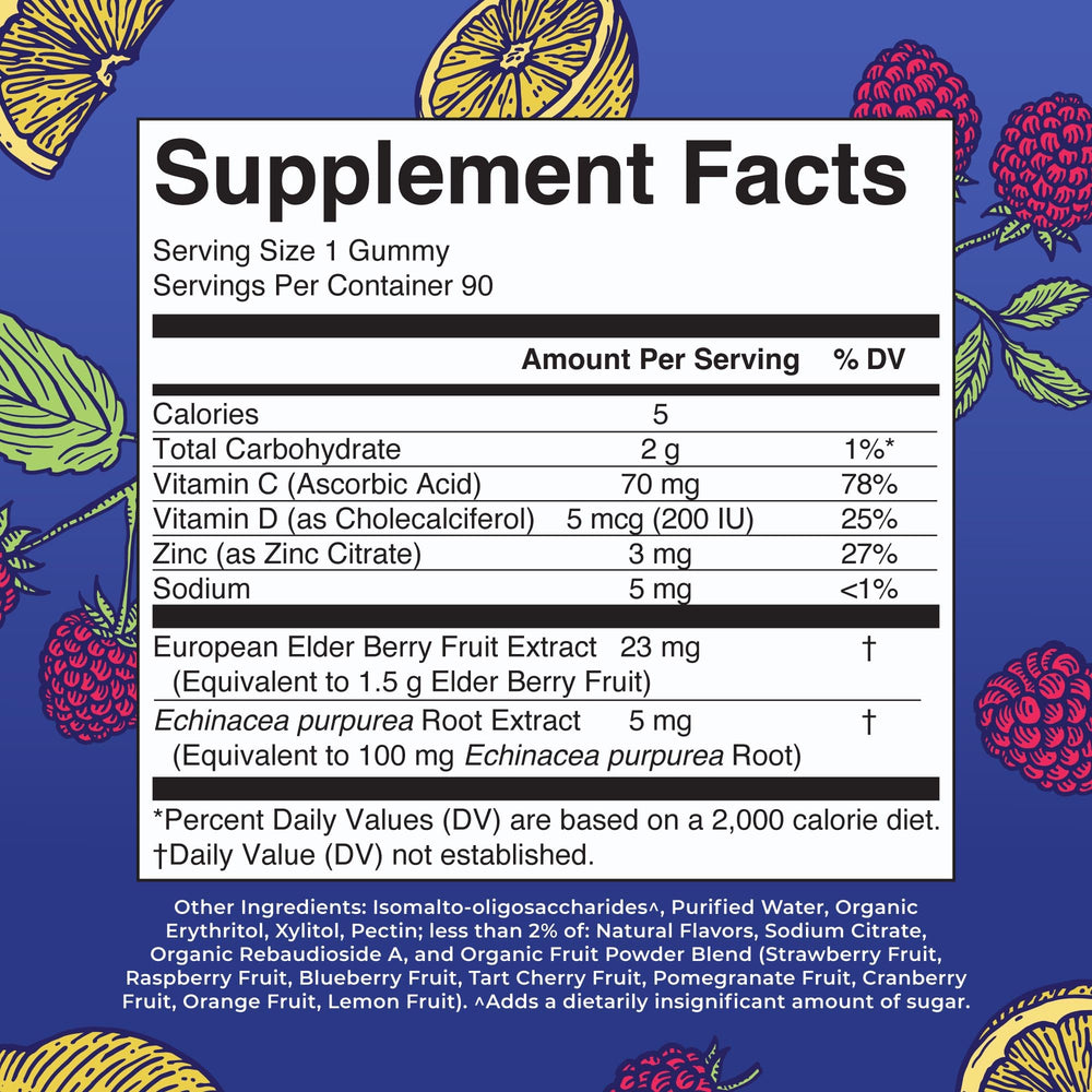 MaryRuth Organics Immunity Gummies, Sugar Free, Raspberry Lemonade, 90 Count