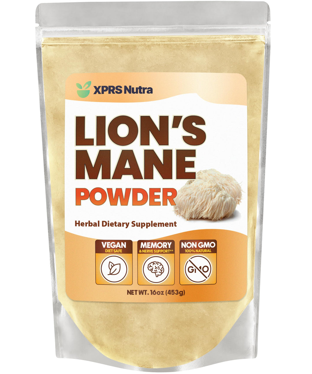 XPRS Nutra Organic Lion's Mane Mushroom Powder, 16 oz