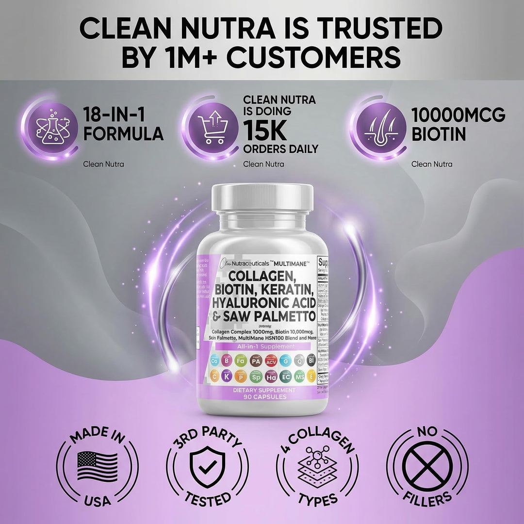 Clean Nutraceuticals Collagen Pills, 1000 mg, 90 Count