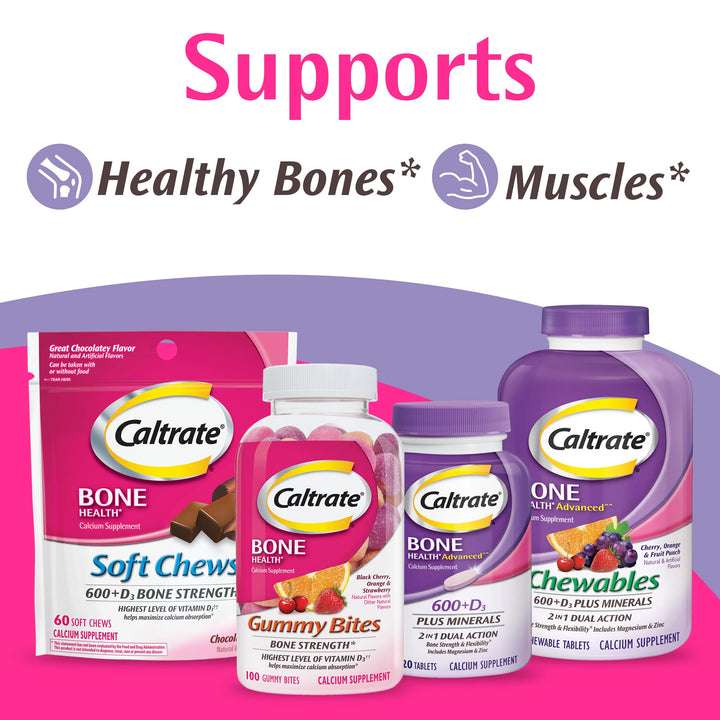 Caltrate Calcium and Vitamin D3 Supplement Tablets, 600 mg, 60 Count