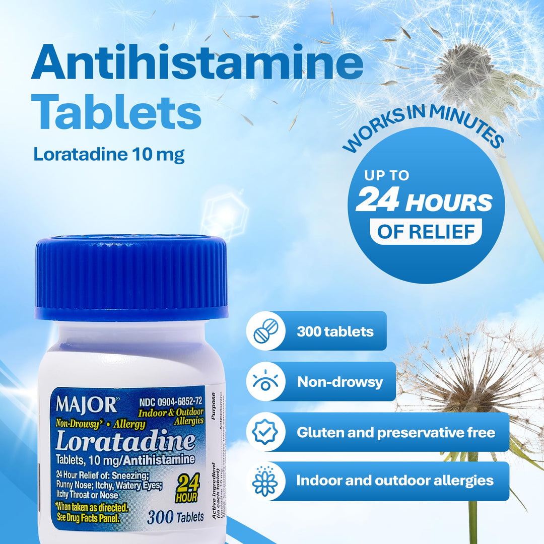 MAJOR Allergy Loratadine Tablets, 10 mg, 300 Count