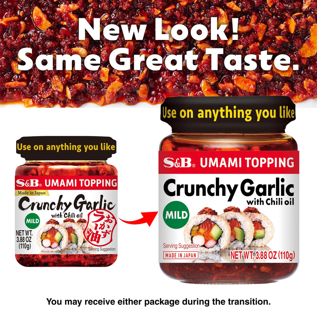 S&B Chili Oil with Crunchy Garlic, 3.88 fl oz