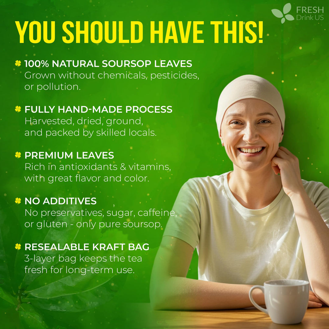 FreshDrinkUS Soursop Tea, Dried Leaf, 120 Count