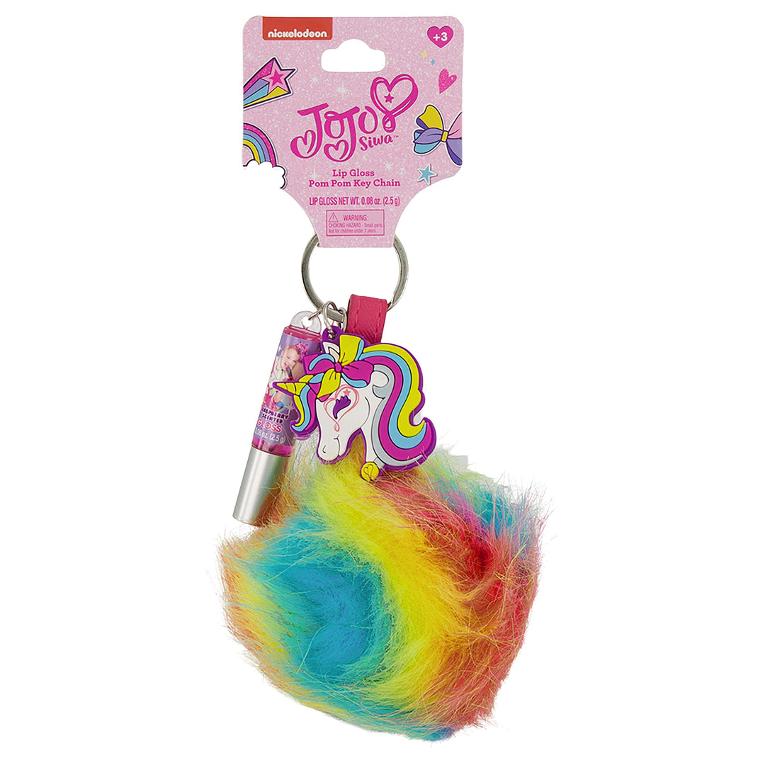 JoJo Siwa Unicorn Rainbow Pom Lip Gloss Keychain