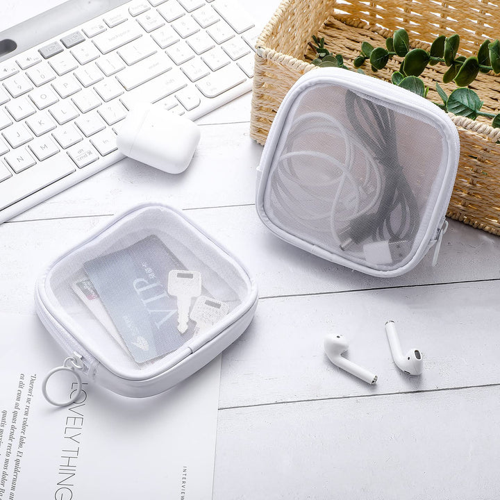 Weewooday Mesh Makeup Bag, White, 4 Count