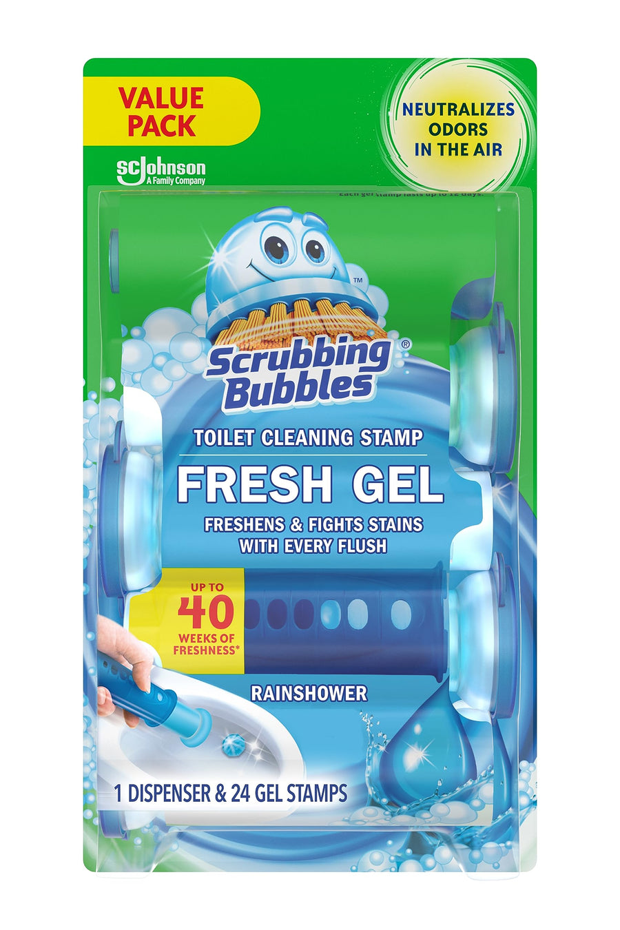 Scrubbing Bubbles Fresh Gel Automatic Toilet Bowl Cleaner, Rainshower, 24 Count