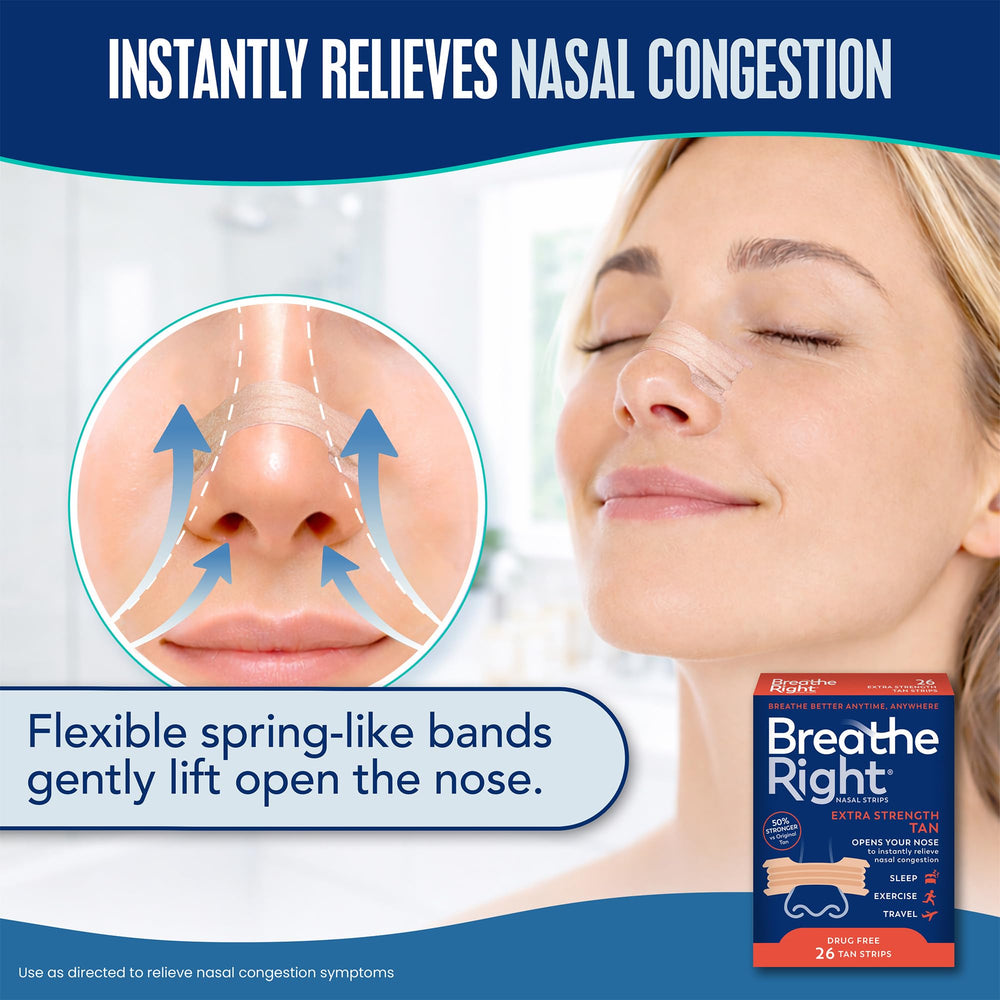 Breathe Right Nasal Strips, Tan, 8 Count