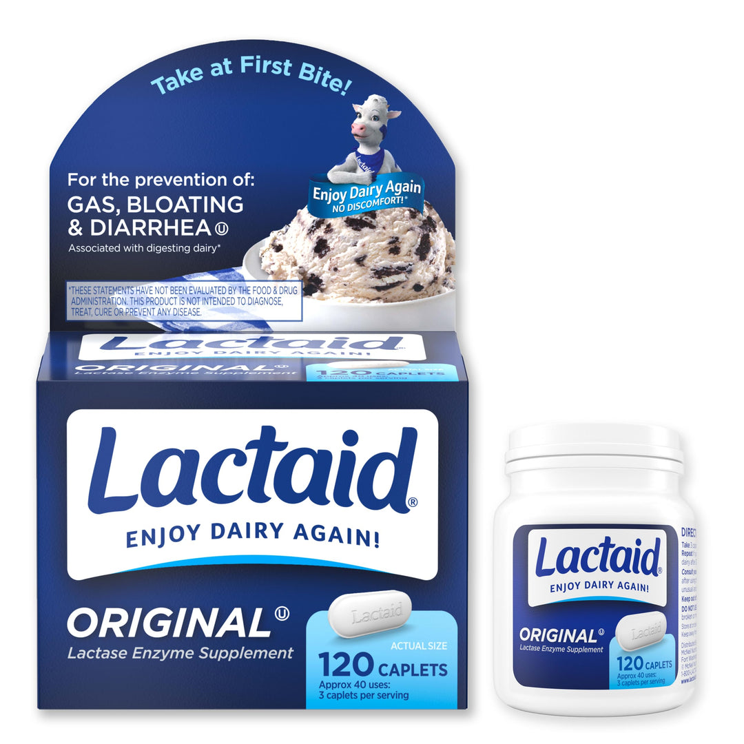 Lactaid Original Strength Lactose Intolerance Relief Caplets, 120 Count