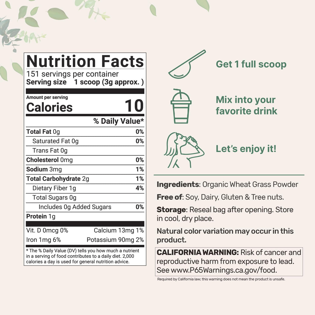 Micro Ingredients Organic Wheat Grass Powder, 16 oz