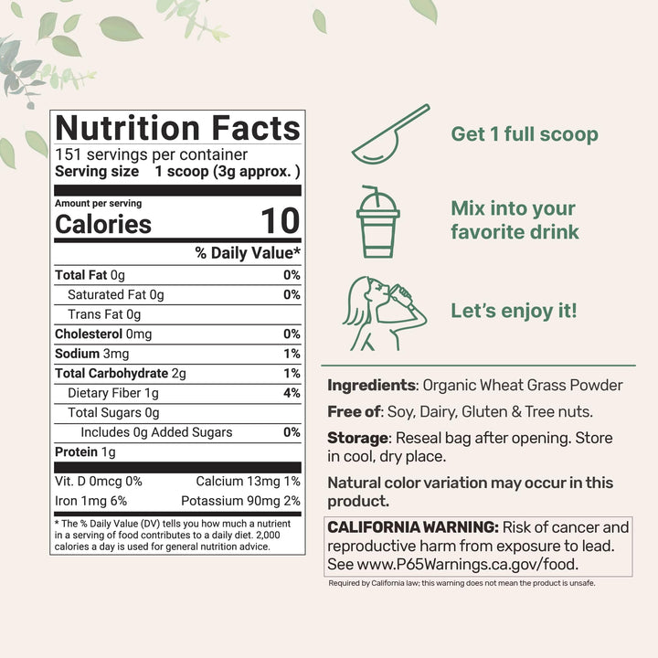 Micro Ingredients Organic Wheat Grass Powder, 16 oz