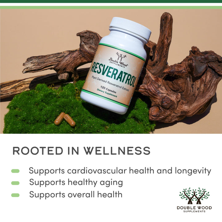 Double Wood Supplements Resveratrol, 500 mg, 120 Count