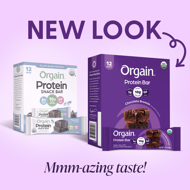 Orgain Organic Vegan Protein Bar, Chocolate Brownie, 12 Count