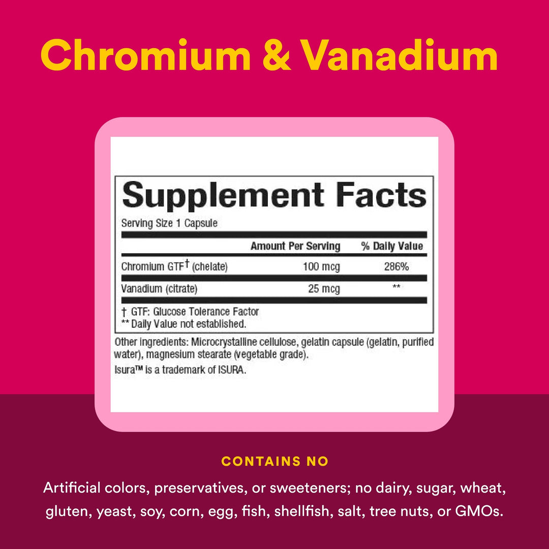 Natural Factors Chromium & Vanadium 125 mcg, 90 Count