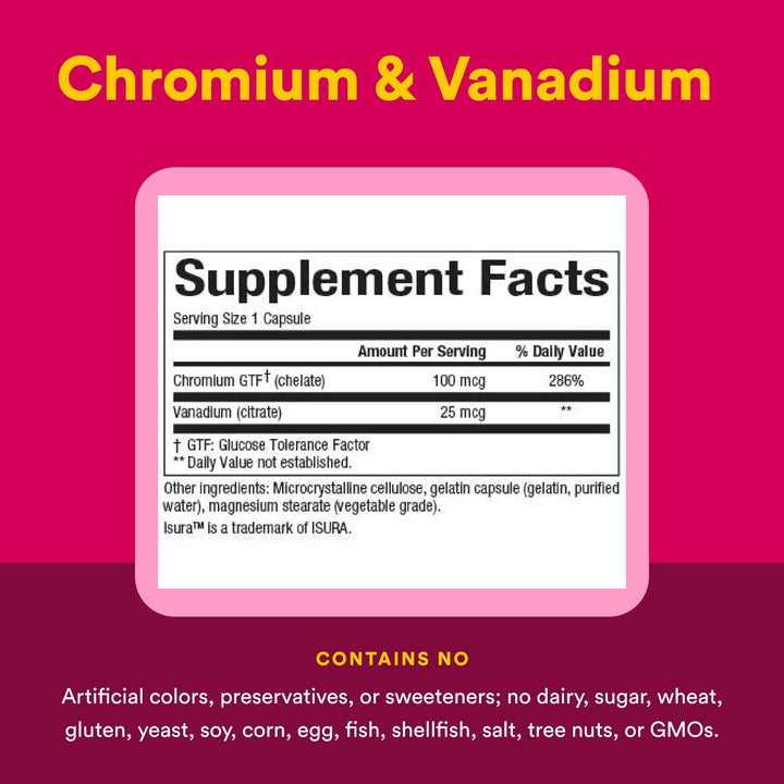Natural Factors Chromium & Vanadium 125 mcg, 90 Count