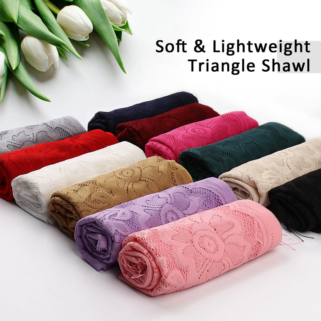 Ladiery Triangle Lace Stole, Black, 180 x 70 cm