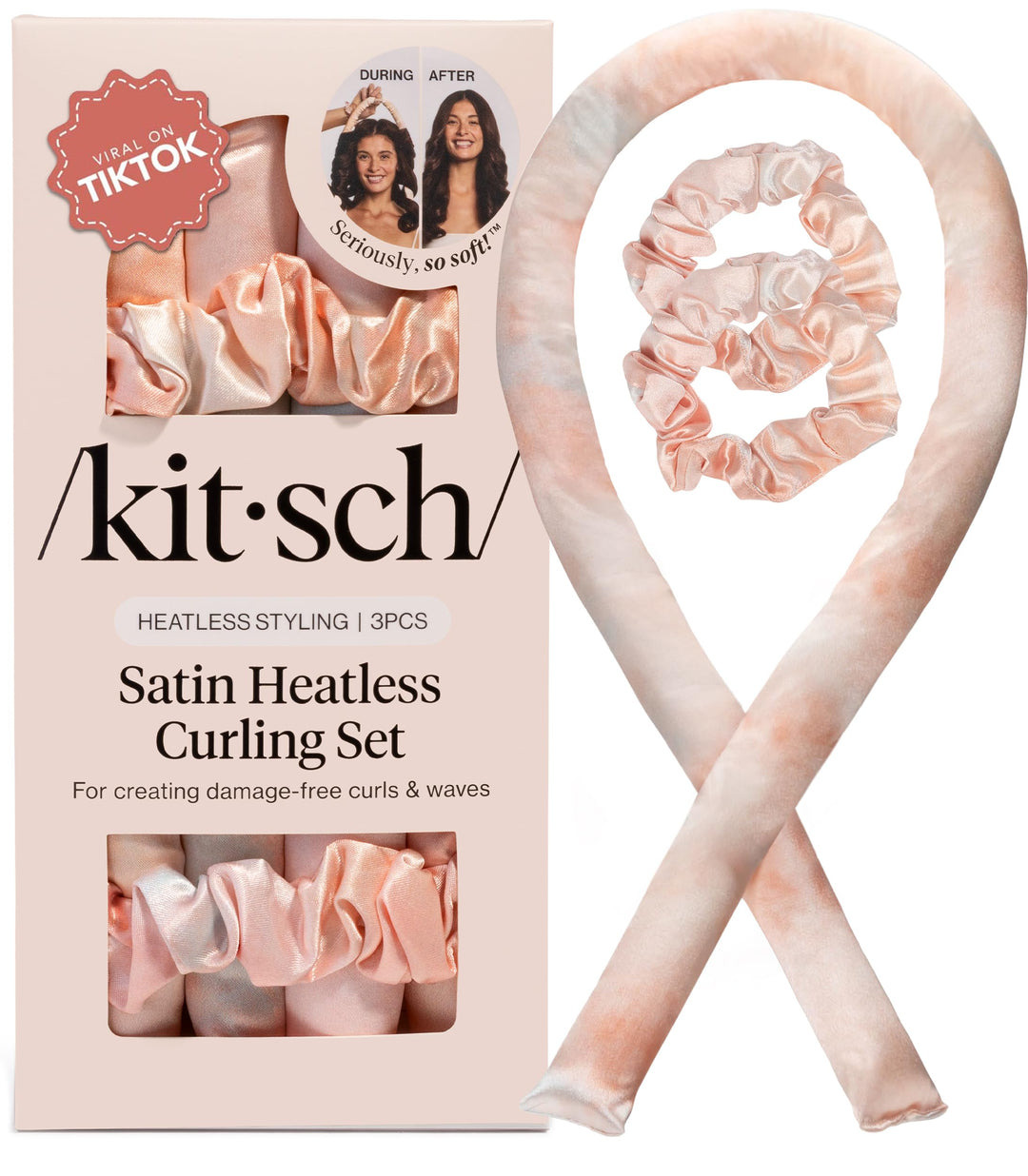 Kitsch Satin Heatless Curling Set, Sunset Tie Dye