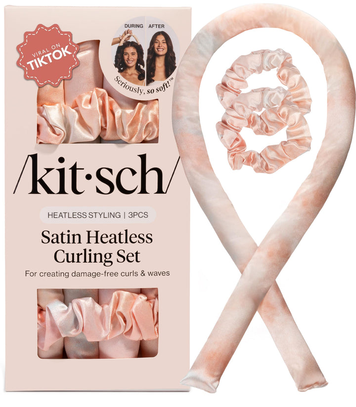 Kitsch Satin Heatless Curling Set, Sunset Tie Dye