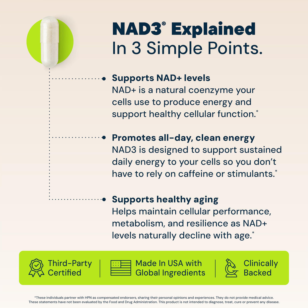 HPN NAD3 NAD+ Booster Capsules, 60 Count