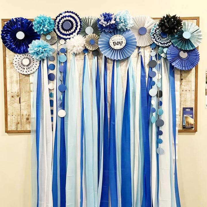 AOODOOM Crepe Paper Streamers, Blue, 4 Rolls