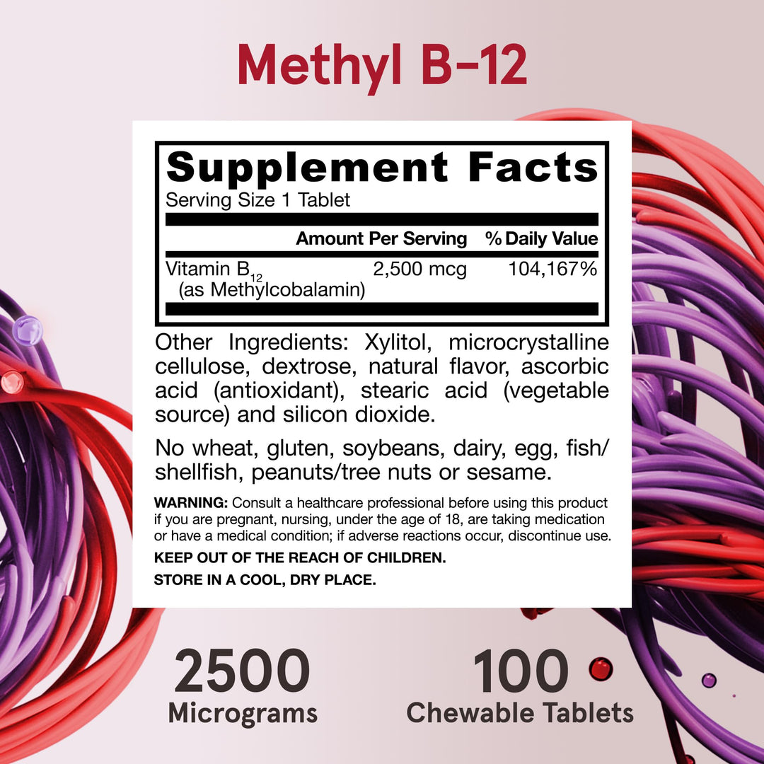 Jarrow Formulas Methyl Vitamin B-12, 2500 mcg, 100 Count