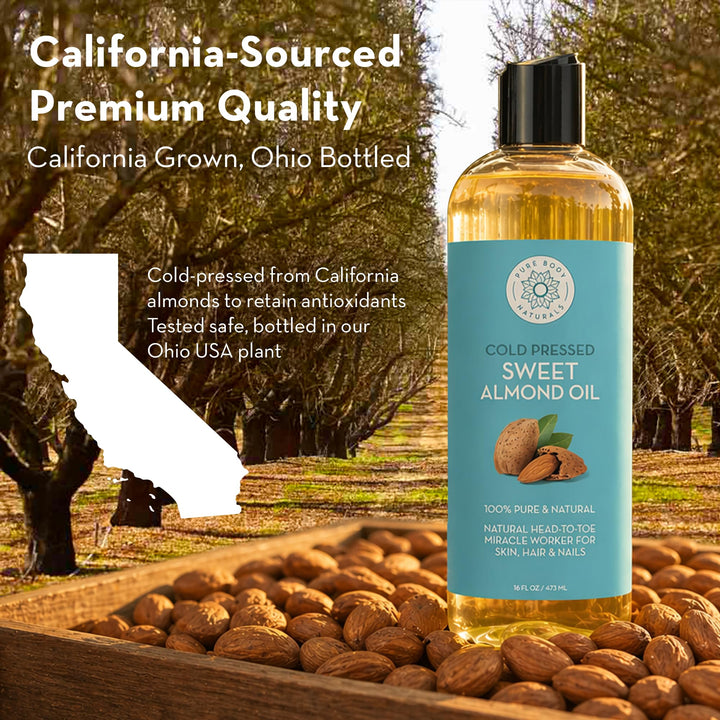 Pure Body Naturals Sweet Almond Oil, 16 fl oz