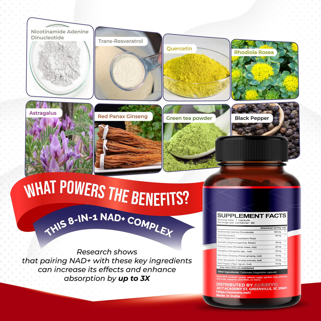 AUMETO NAD+ 8in1, 90 Count