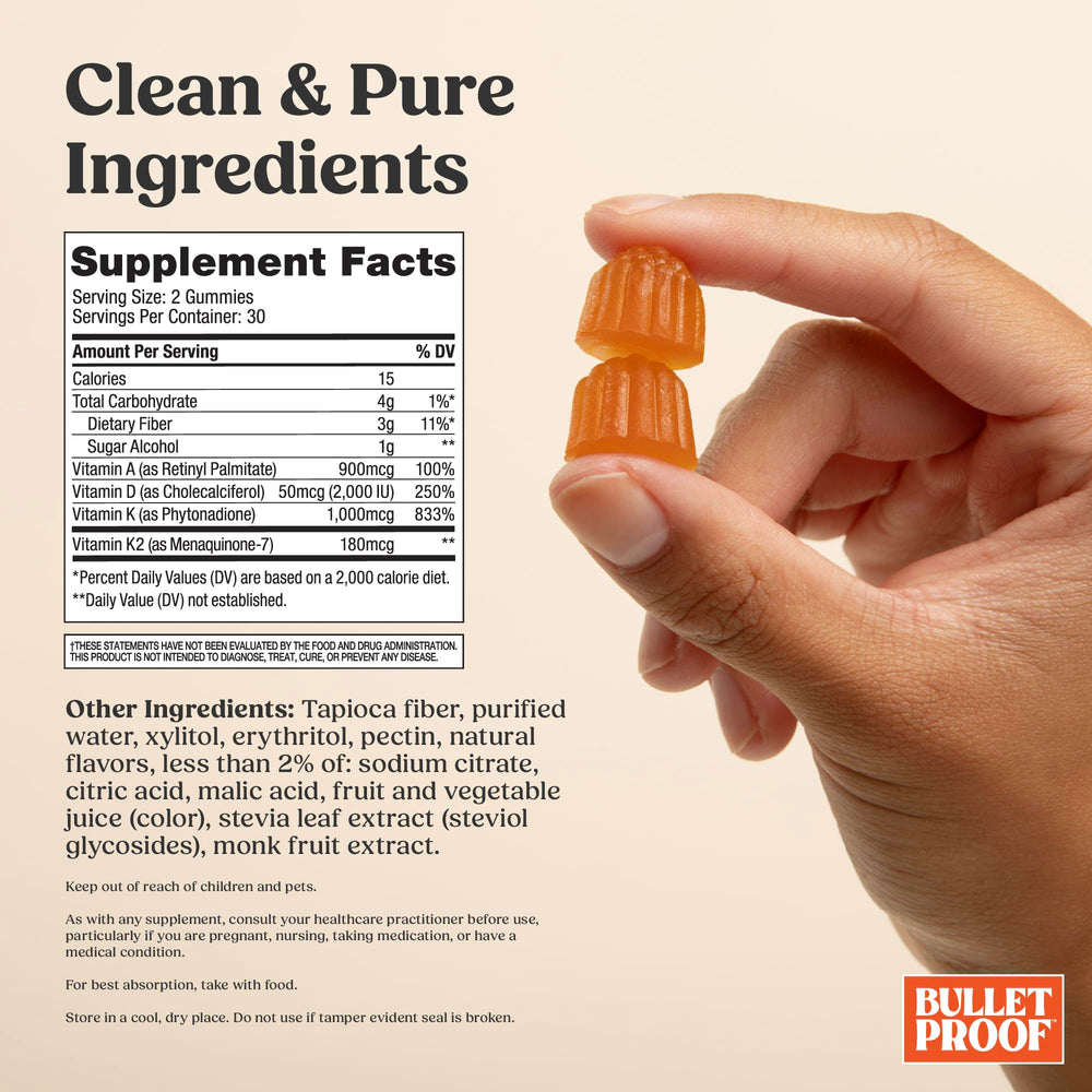 Bulletproof Vitamins A+D+K Gummies, Orange Strawberry, Sugar-Free, 60 Count
