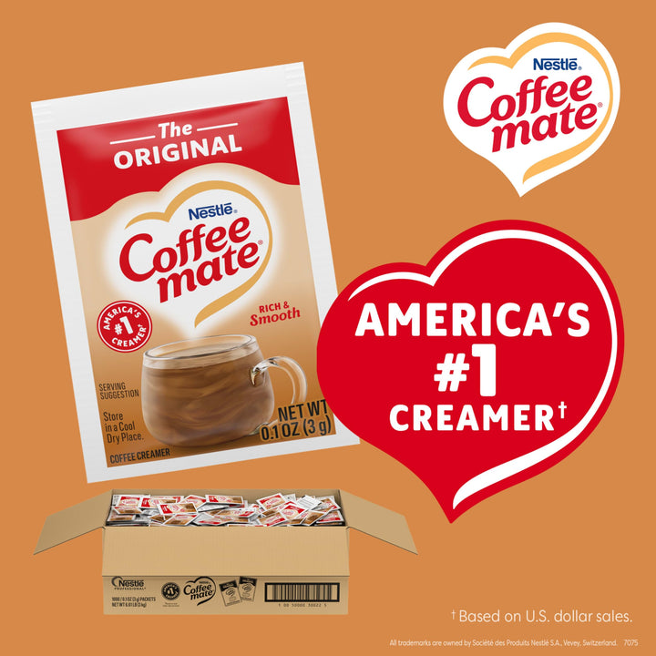 Coffee Mate Original Non Dairy Powder Creamer, 3 g, 1000 Count