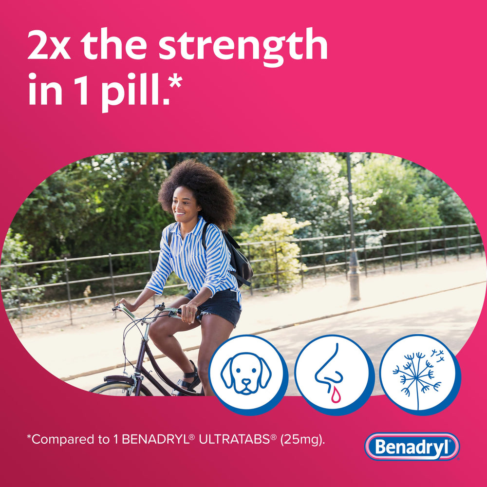 Benadryl Extra Strength Allergy Relief Tablets, 50 mg, 24 Count