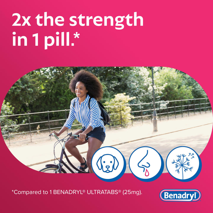Benadryl Extra Strength Allergy Relief Tablets, 50 mg, 24 Count