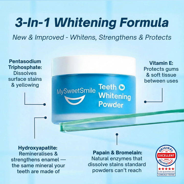 MySweetSmile Teeth Whitening Powder, Cool Mint, 6 Month Supply