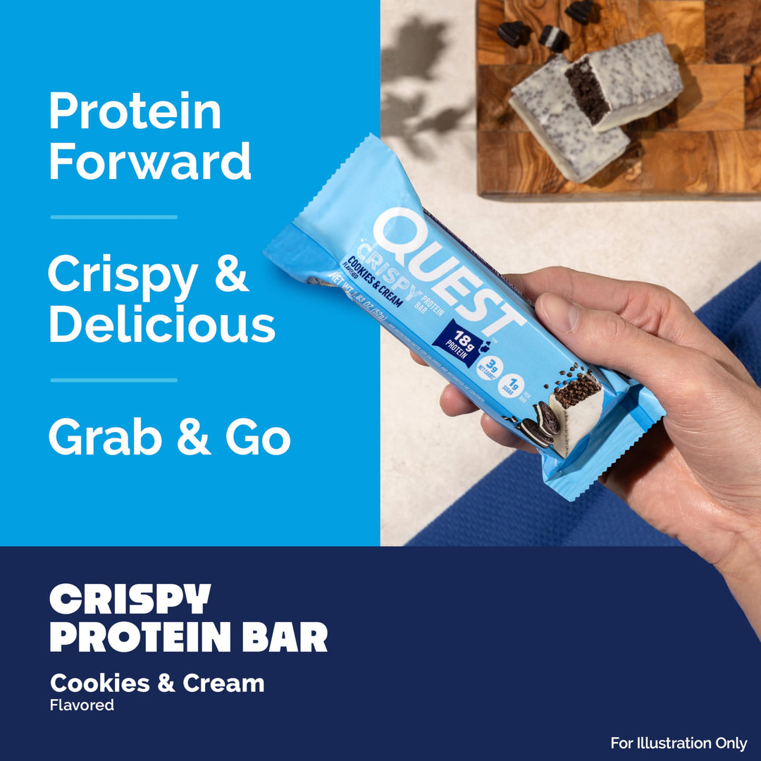 Quest Crispy Cookies & Cream Protein Bar, 12 Count