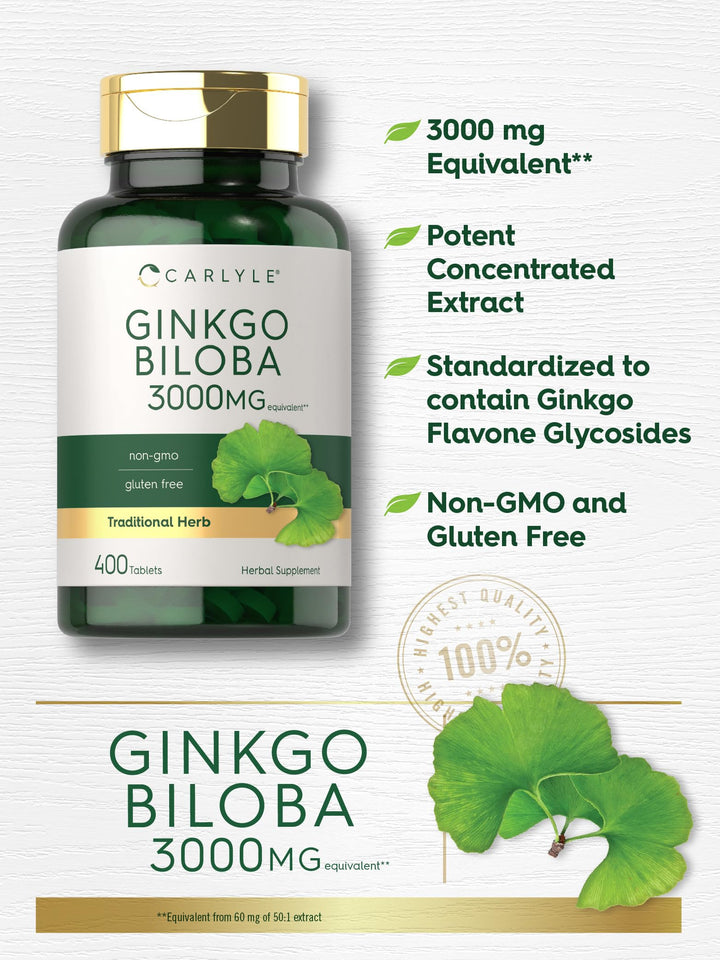 Carlyle Ginkgo Biloba 3000 mg, 400 Count
